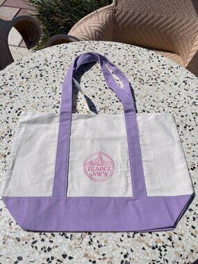 NEW!  LAVENDER Trader Joe's Large Canvas Tote